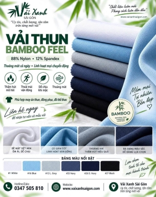 VẢI THUN BAMBOO FEEL – Thành phần: 88% NYLON / 12% SPANDEX