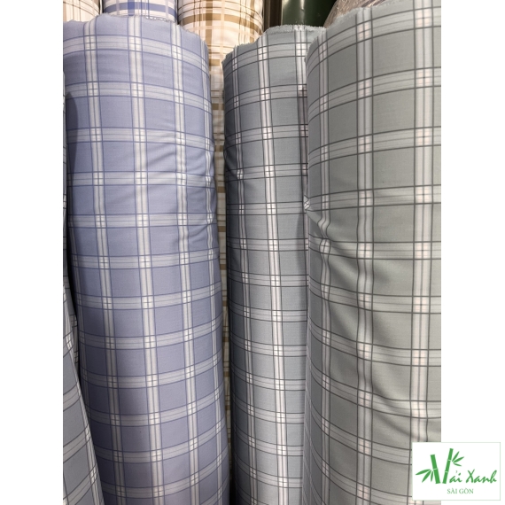 Vải Sơ mi Bamboo In Kẻ Ô