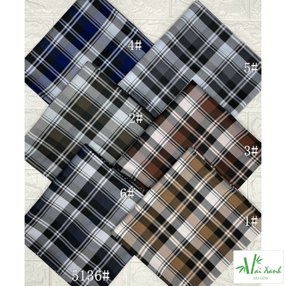 Vải Sơ mi Bamboo In Kẻ Ô