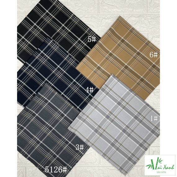 Vải Sơ mi Bamboo In Kẻ Ô
